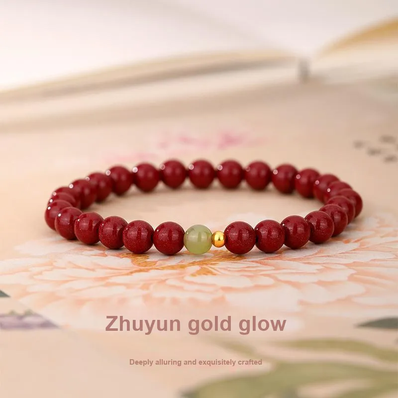 JINLIUFUJIXIANG Reconstructed Cinnabar Bracelets Unisex-1