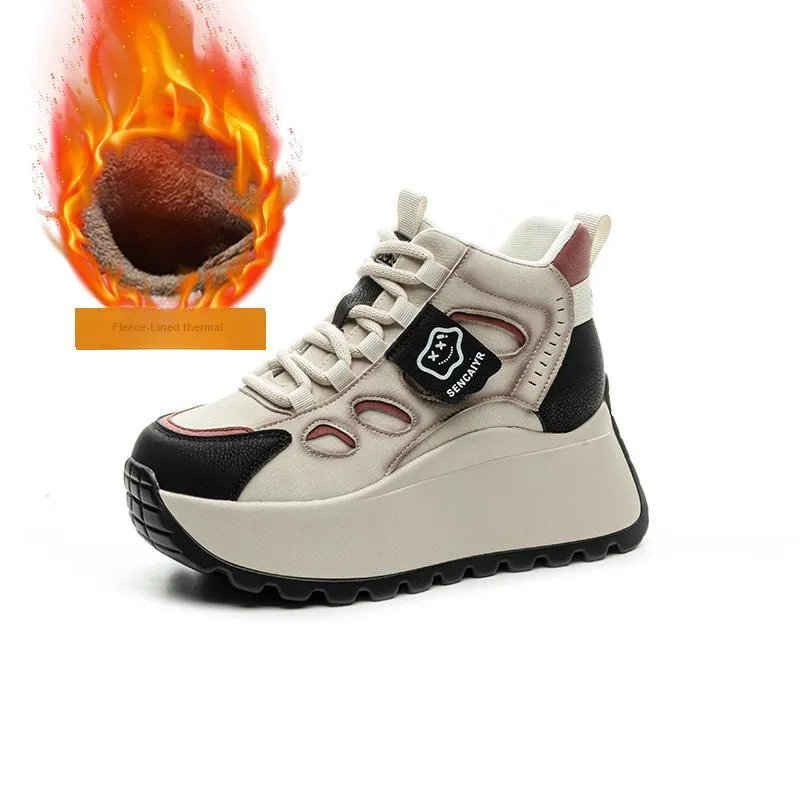 The Mystery Of Glamour Anti Slip And Wear Resistant Height Increasing Warm High Top Casual Shoes Women's-22