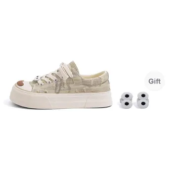 HUANQIU Wear-resistant And Lightweight Low-Top Canvas Shoes Women's Smoke Rain Gray