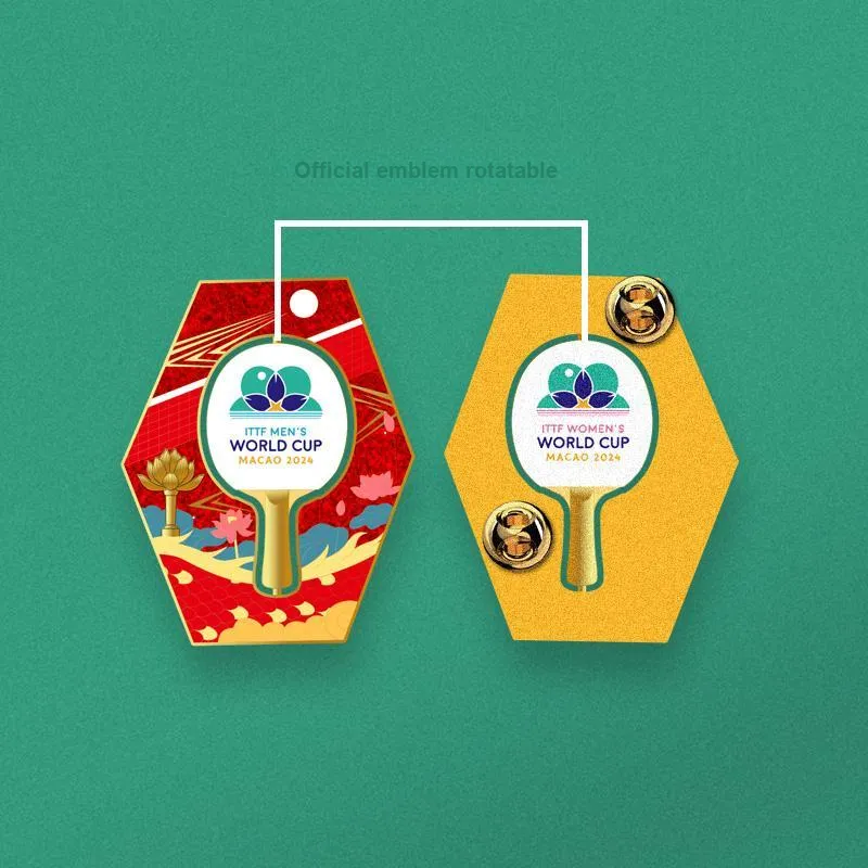 ITTF 2024 Macau Table Tennis World Cup Badge Set Auspicious Dragon And Phoenix Badges-3