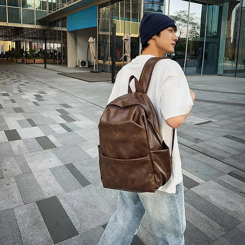 HCXK PU Backpack Regular Men's Black/Brown-7