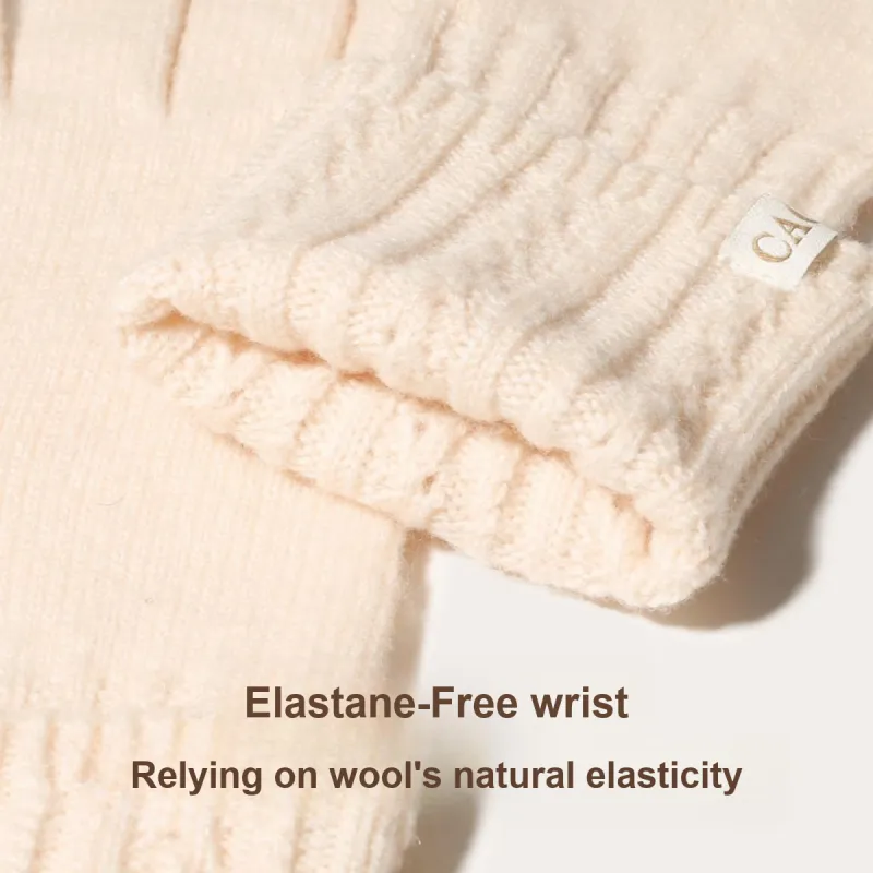 CACUSS Junior Sheep Wool Knit Gloves Women's-11