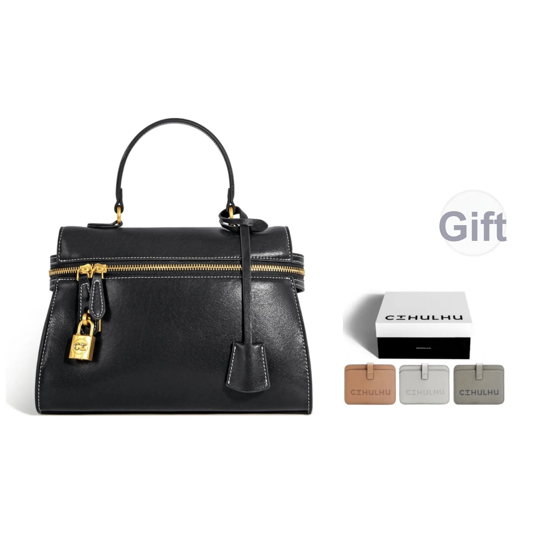 Cthulhu Коровья кожа Сумка Маленький размер Замковая Ярлык Сумка для коробок Маленький Женские Коричневый черный