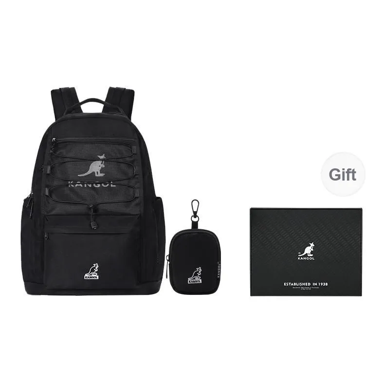 KANGOL Nylon Fabric Backpack Medium Size Unisex Ivory White/Milk Tea Apricot/Burgundy/Black/Khaki-10