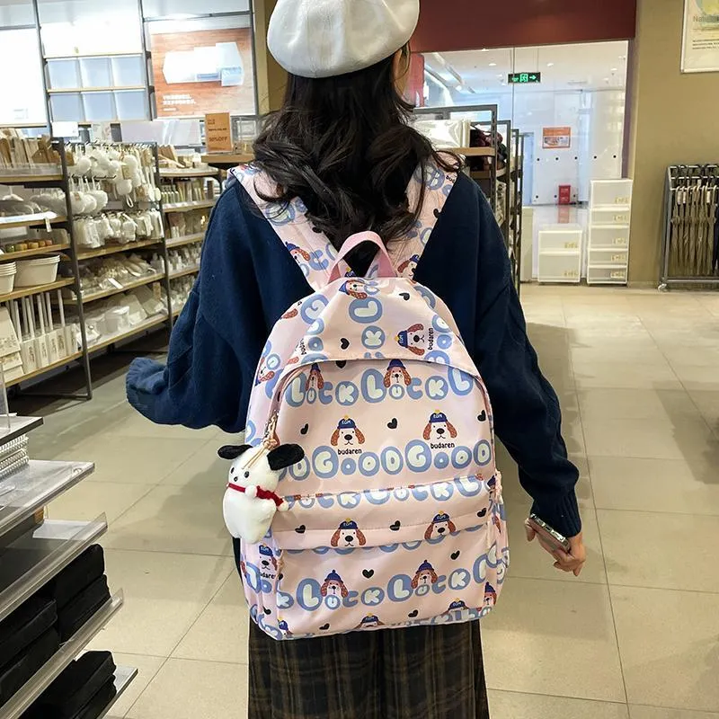 Parker Bear Nylon Backpack Regular Unisex Black White Pink Blue Green-17