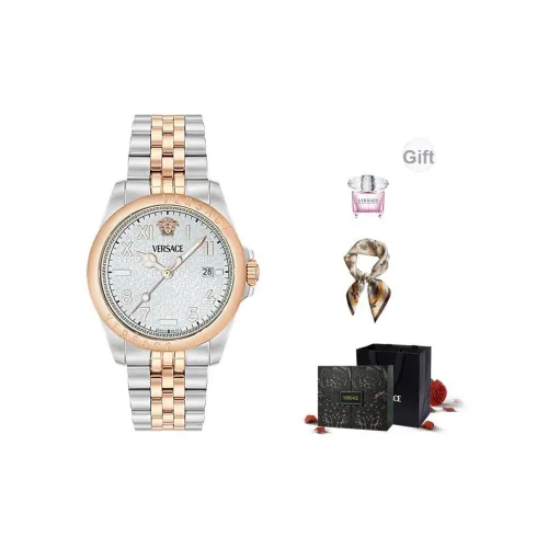 VERSACE Мужские часы Кварцевый механизм Ремешок из нержавеющей стали 41 Зеленый циферблат