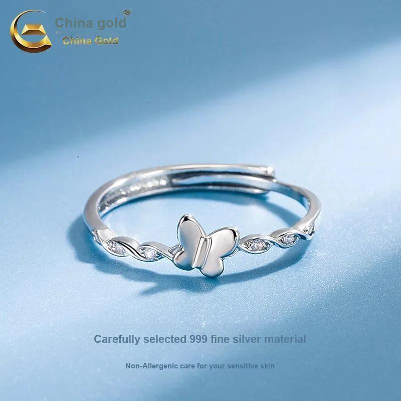 CHINA GOLD Topaz, 999 Fine Silver Rings Unisex-1