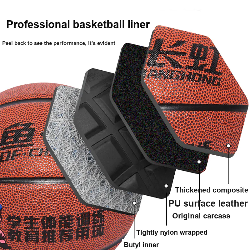 DOUBLEFISH Synthetic Leather Basketball Red Size 7 Training Unisex-3