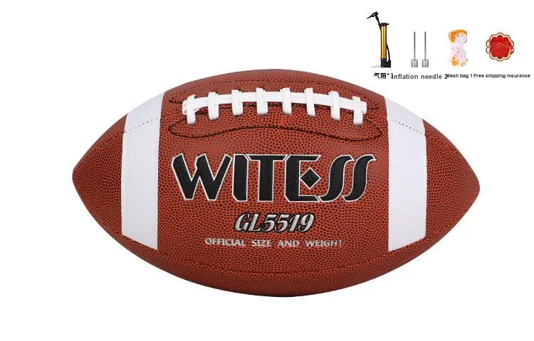 WITESS Rugby Ball PVC Material Indoor And Outdoor Size 3/6 Size 9 Three Specifications Brown-1