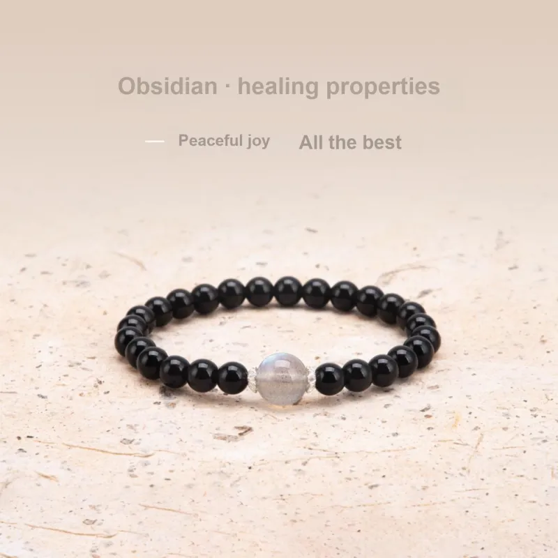 BLESSED BULLET Obsidian Jade Bracelets Unisex-2