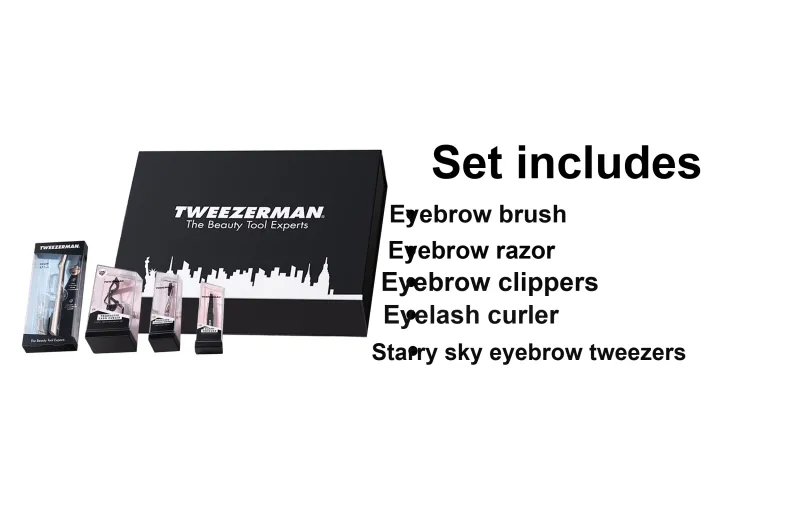 TWEEZERMAN Eyelash And Eyebrow Grooming Makeup Tool Matching Set Easy to Use Portable Five Piece Set-1