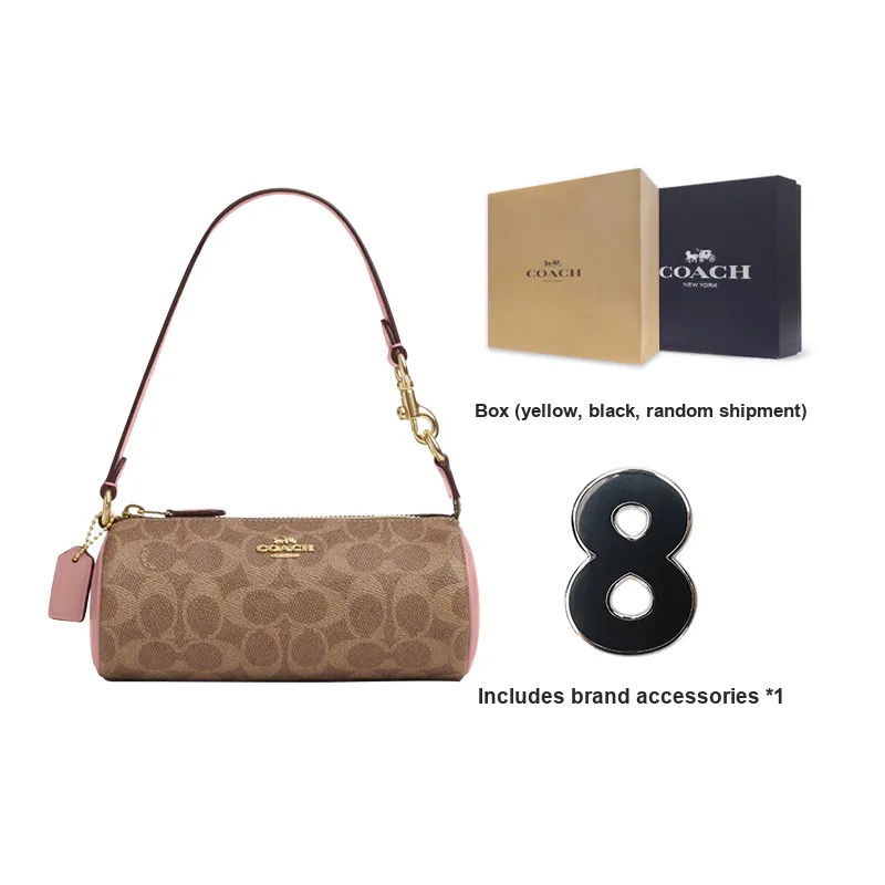 COACH Nolita PVC Cylinder Bag Handbag, Shoulder Bag Trumpets Women's Brown & Pink-5
