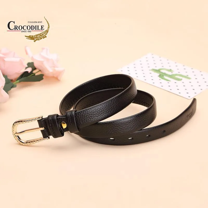 Crocodile Top Grain Cow Leather Leather Belts Women's 2.4cm-3