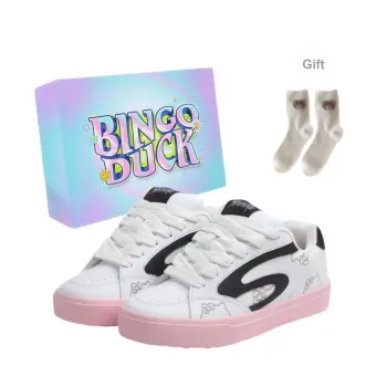 BINGO DUCK Slip Resistant Low Top Skateboard Shoes Women's Black