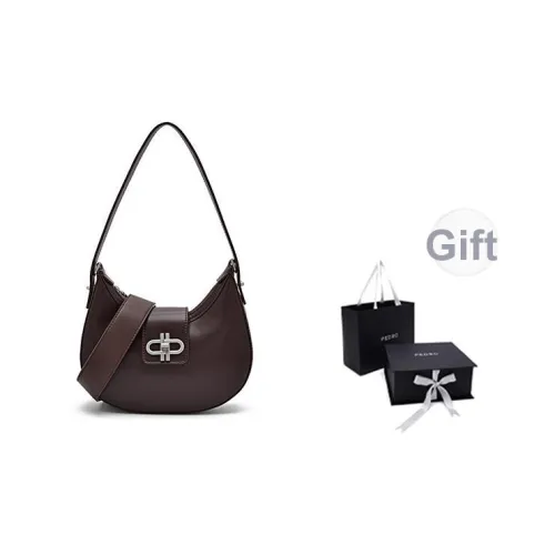 PEDRO ICON Series Коровья кожа Полумесяц Сумка Сумка через плечо Женская Белая Темная умбра