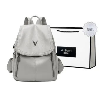 ALLDeaR PU Backpack Women's Gray/Brown/Black