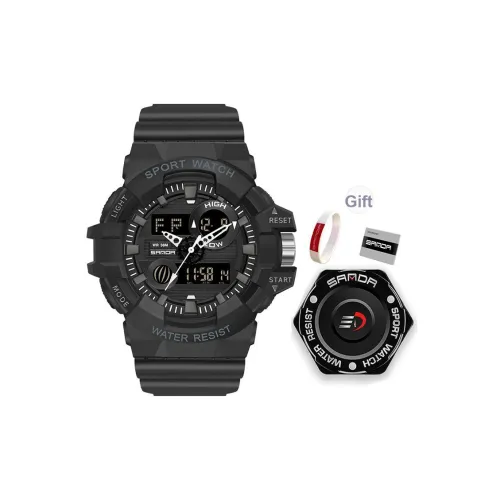 Sanda Кварцевый механизм ремешок из TPU черный циферблат мужские часы