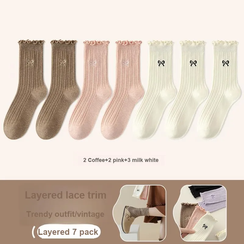 Lan Miao Mid-Calf Socks Women's 7 Pack-10