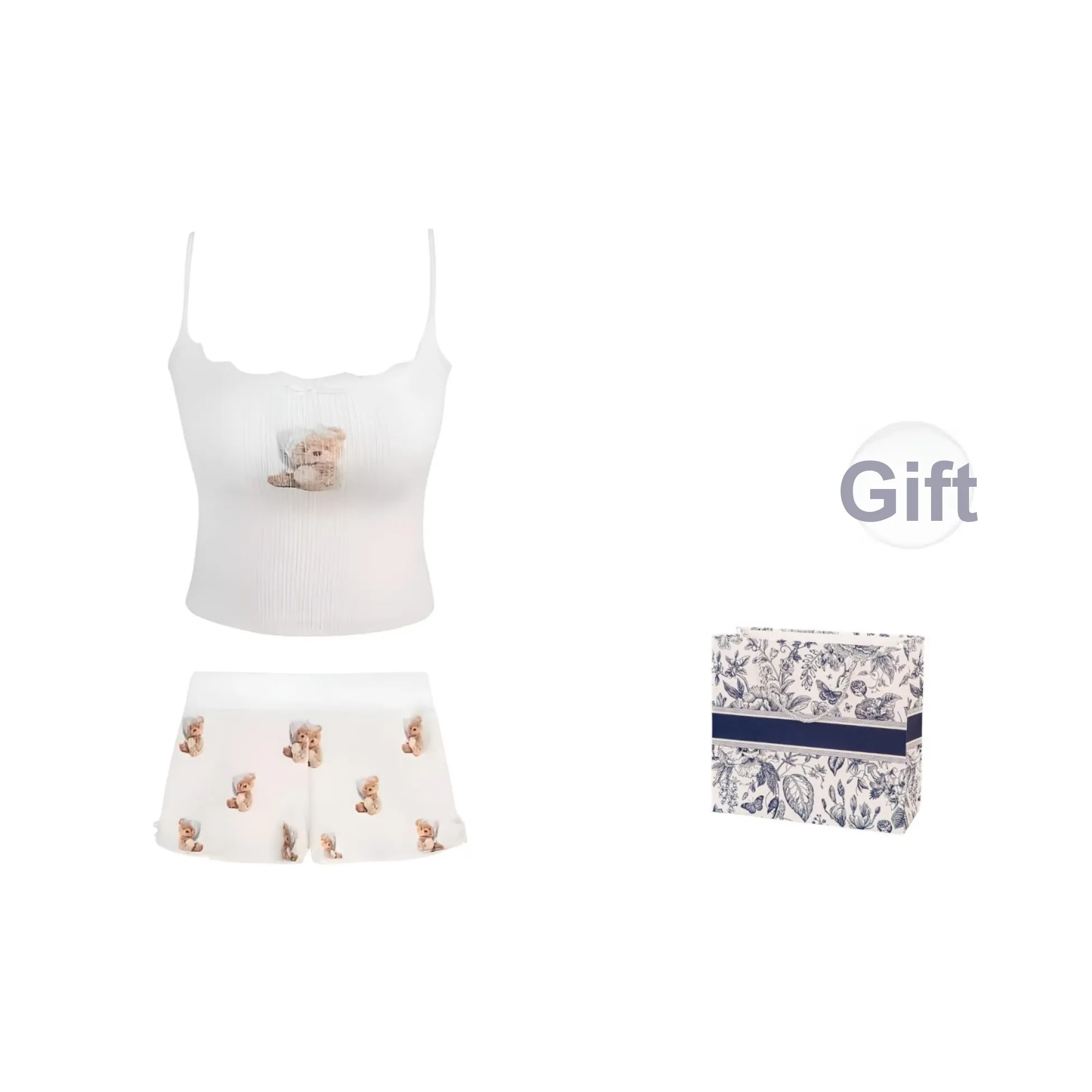 ECONICE Набор одежды: Камсоль + Шорты с цветным изображением + Пижамные комплекты с вкладышами для женщин