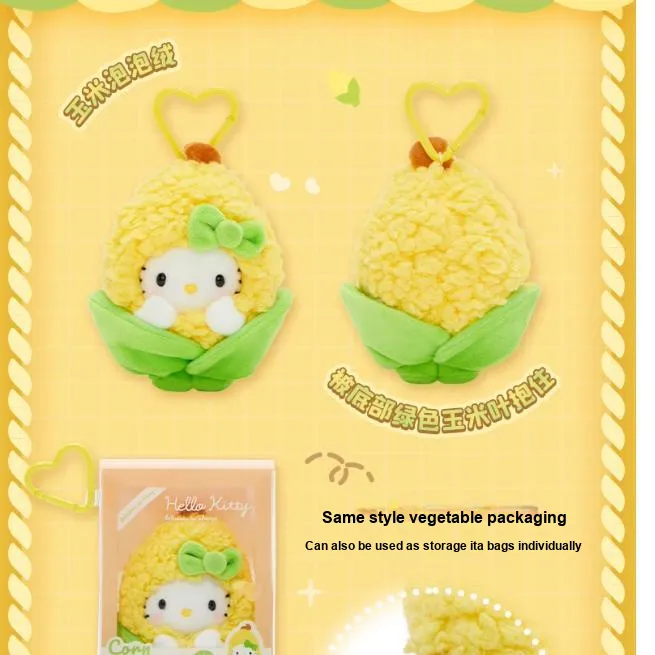 Sanrio Hello Kitty Hello Kitty Hello Kitty Fruit And Vegetable Story Collection, Corn Dolls Plush Pendant 15cm Height-2