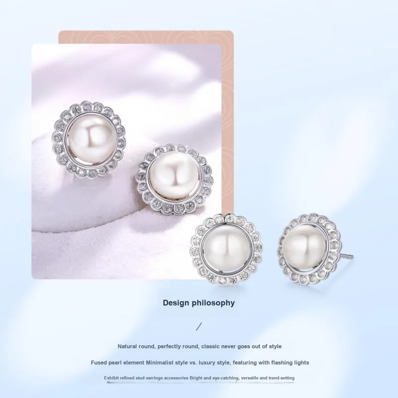 LAOMIAO Pearl Stud Earrings Women's-3