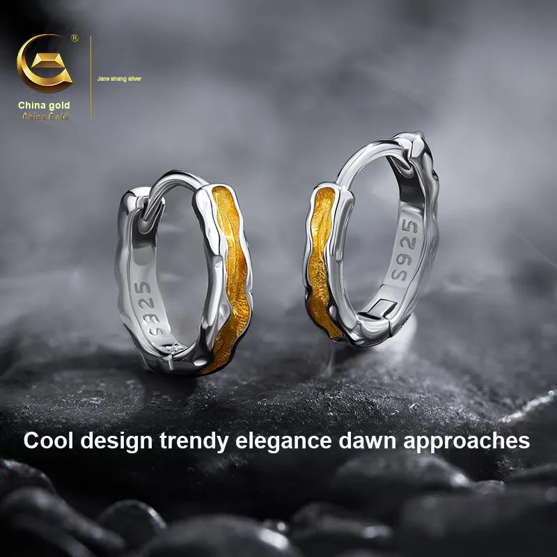 ZSY S925 Hoop Earrings 1 Pair Men's Box-2