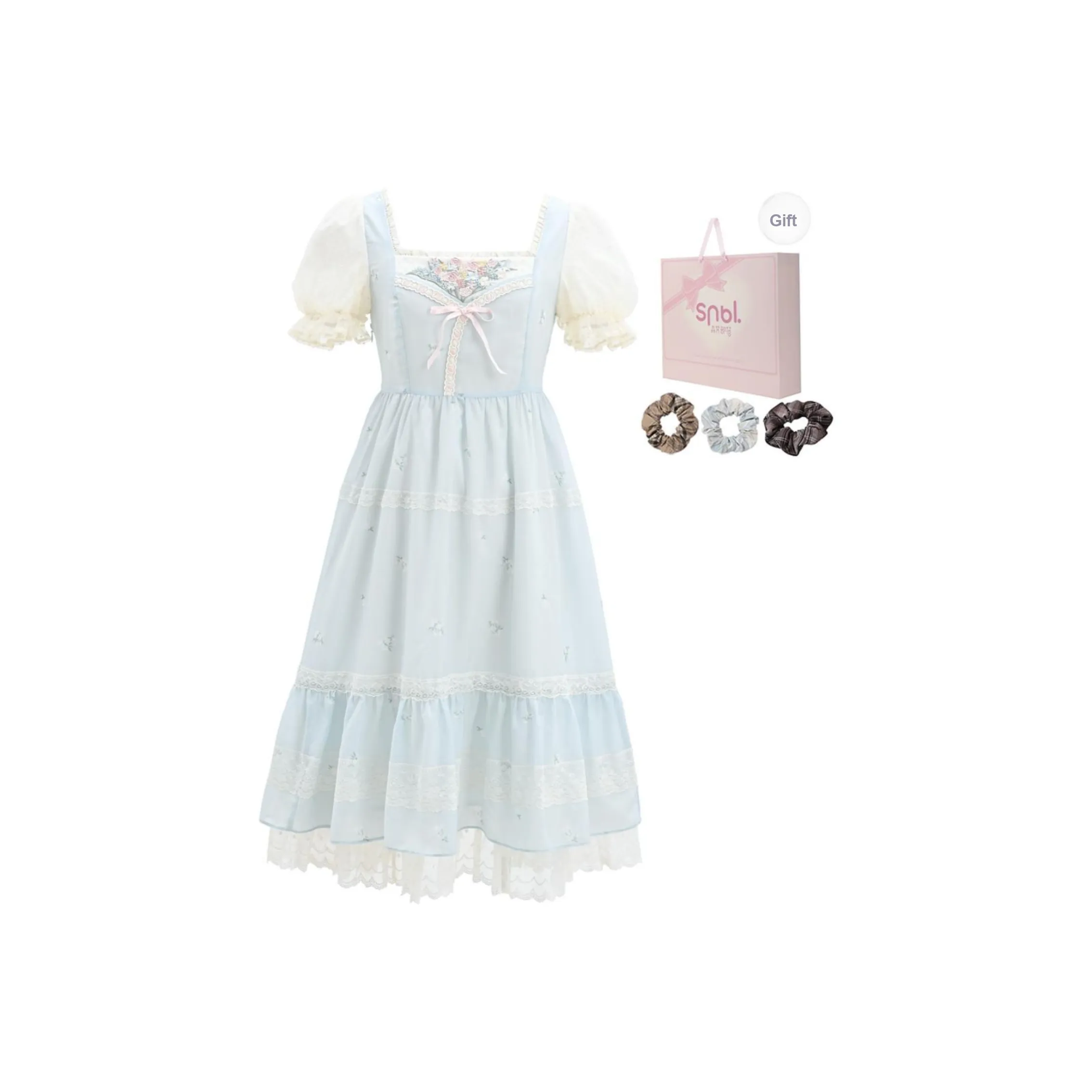 SNBL Короткий рукав Платье Женское Синее