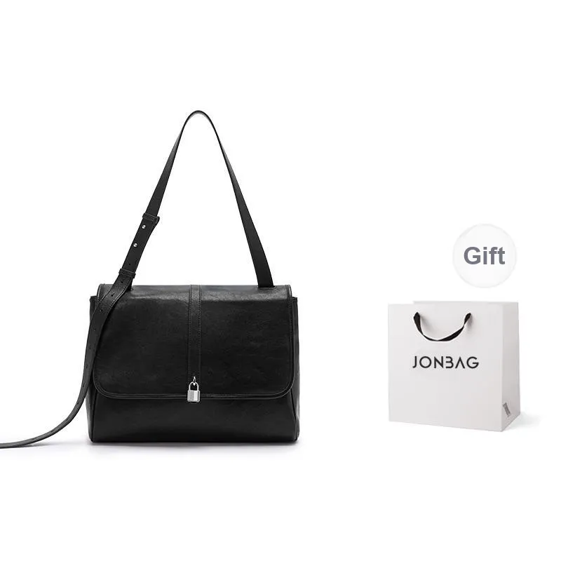 JONBAG Synthetic Leather Shoulder Bag Couple Large Size Women's Mocha/Black-7