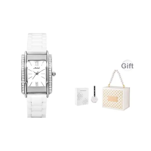 MISHALI Кварцевый механизм керамический ремешок часы женские белый циферблат