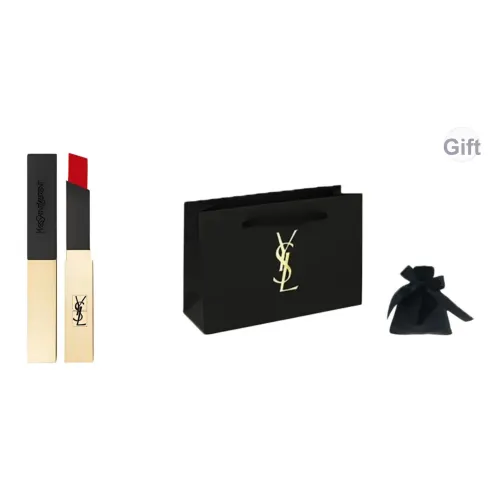 SAINT LAURENT Маленькие Черные Полосы Маленькая Золотая Полоса Тонкий Тубовый Помада Сумка для покупок Комплект Велюр Длинный Долговечный Матовый