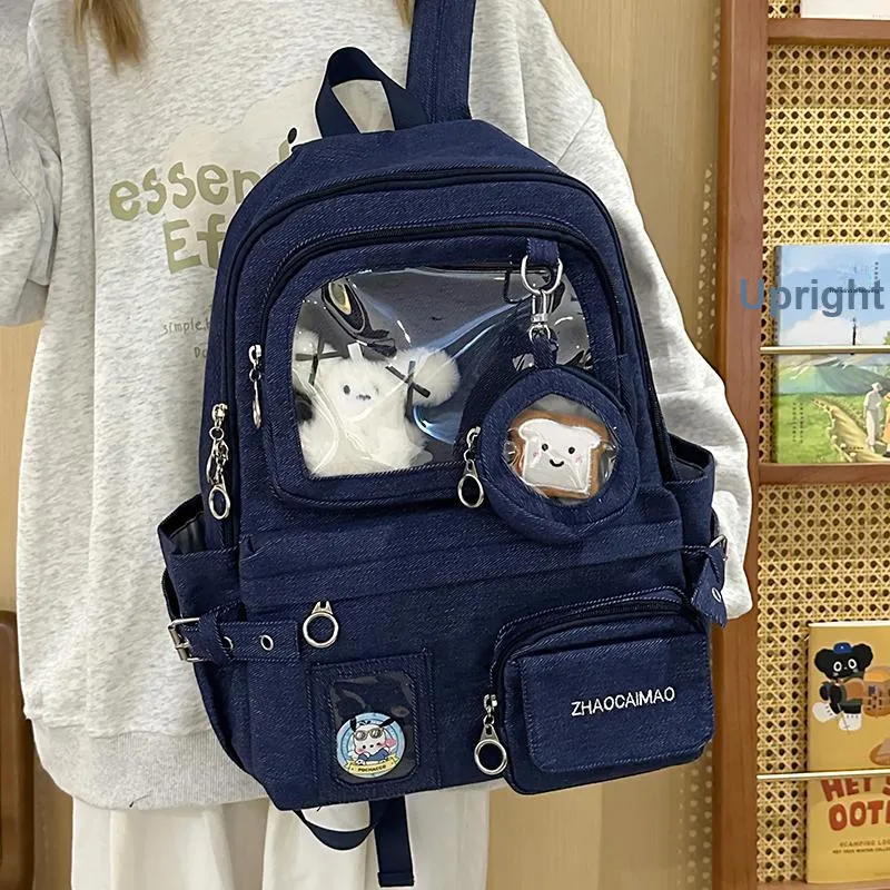 ZOGA Denim Backpack Unisex Black/Blue/Dark Blue-16