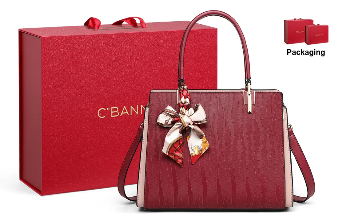 C°BANNER Cow Leather With Synthetic Leather Tote Bag, Shopping Bag, Shoulder Bag Regular Women's Red