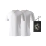 V-Neck 2 Pack (White+White) 2 Pcs, Easy to Wash!