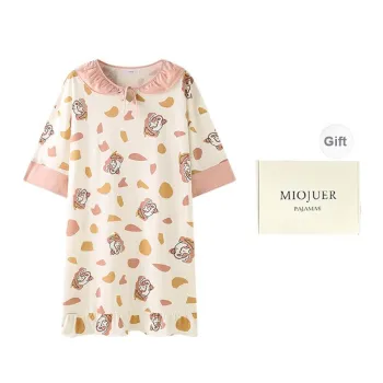 MIOJUER Nightgown Women's Gift Box Set Beige Apricot