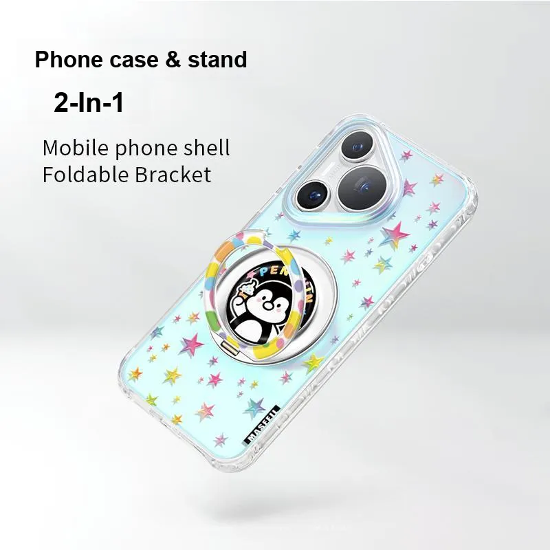 Marsfield TPU Material 360 Rotating Iridescent Pivot Case Stars Penguin Phone Cases Compatibility Huawei P70/Pro-3