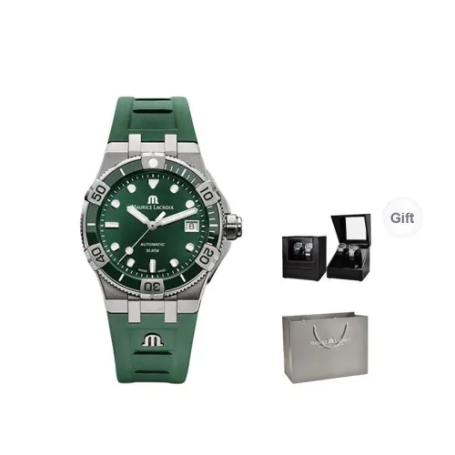 MAURICE LACROIX Automatic Mechanical Movement Men's Watches Watch 38 Green Dial Stainless Steel Case Rubber Strap
