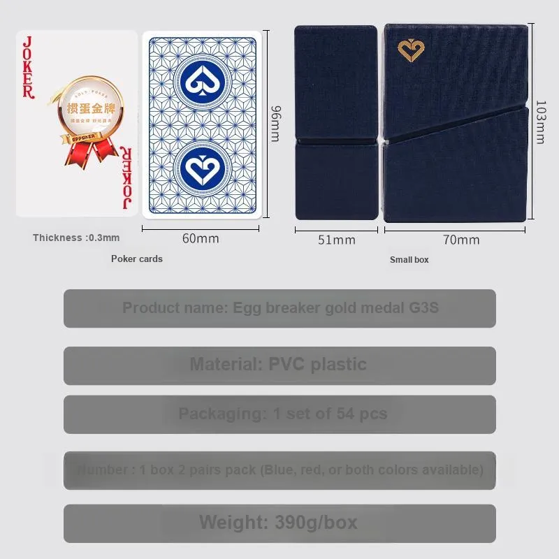 GPPOKER Egg Beating Gold Medal G3S Plastic Egg Beating Dedicated Plate PVC Water Resistant Wear Resistant Poker Cards-0