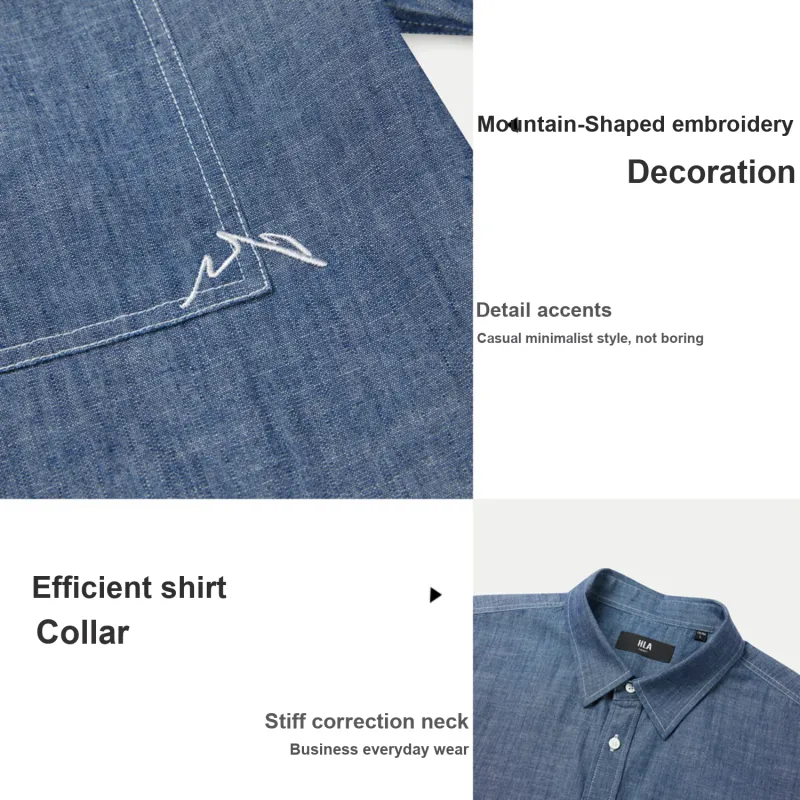 HLA Shirts Men Denim Blue 46-11