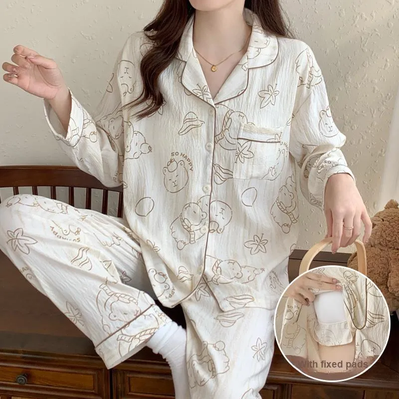CAIHENGTONG Pajama Set Women's Simple Brush Cartoon-4