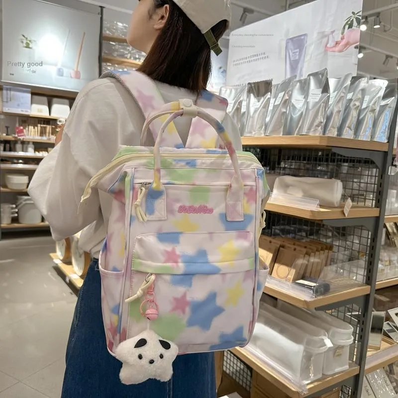 Debecca Nylon Backpack Regular Women's White/Pink/Yellow-7