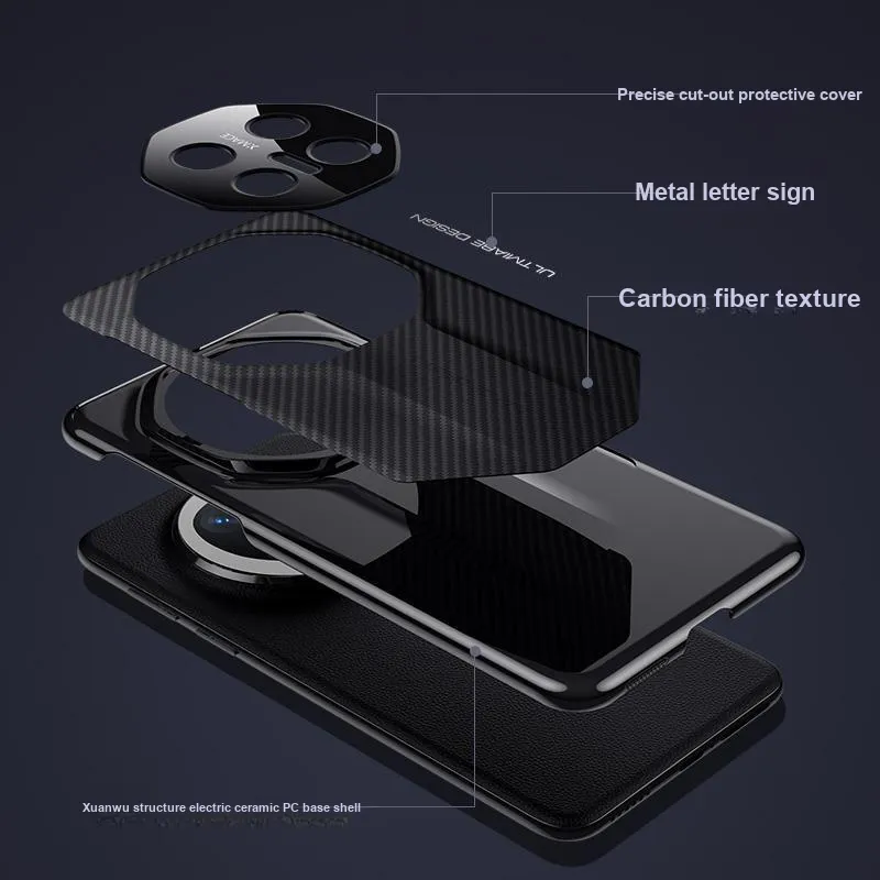 Record Star Carbon Fiber+PC Material Impact Resistant Phone Cases Compatibility With Huawei Mate 70 Business Formal-3