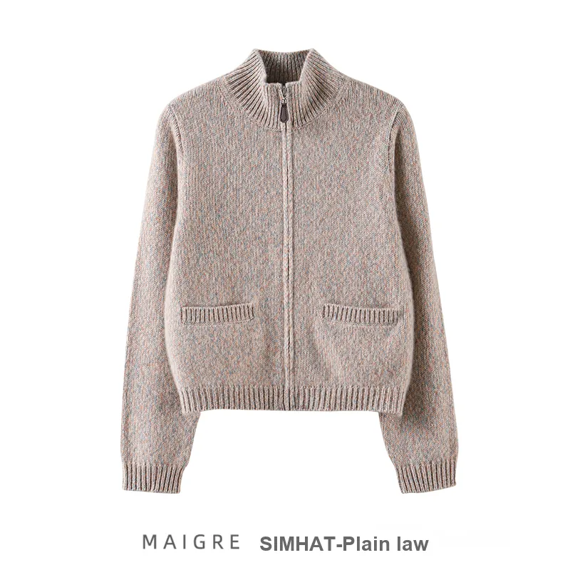 MAIGRE SIMHAT Cashmere Sweater Women's Pink Gray Floral Yarn-2