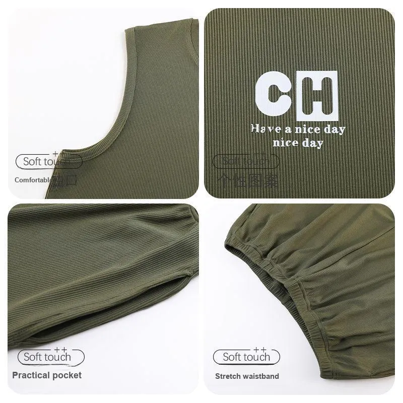 XISHE Pajama Set Men's Army Green-4