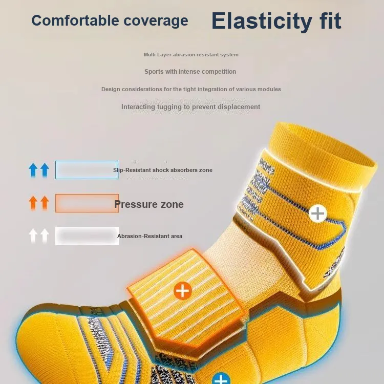 TLXT Basketball Socks Men's Slip Resistant Shock Absorbers, Comfortable And Breathable, Combo Set-5