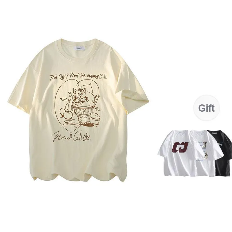 OGEK T Shirt Unisex White Comes With Random Print T Shirt-4