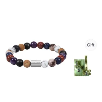 TIANWANG Agate Volcanic Stone Beaded Bracelet, Peace And Joy, Elastic String Unisex