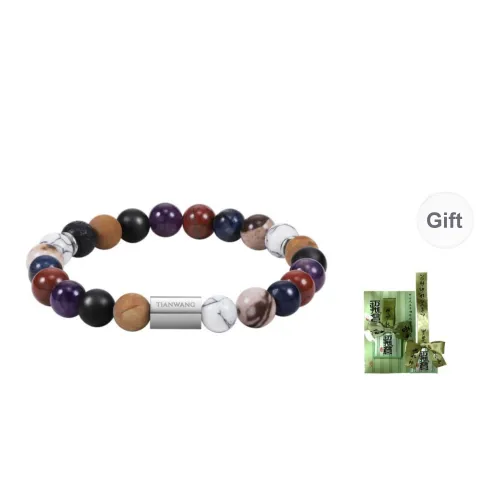 TIANWANG Agate Volcanic Stone Beaded Bracelet, Peace And Joy, Elastic String Unisex