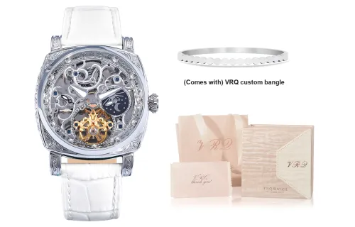 VRQ Windsor Watch BW4 Mechanical Movement Cow Leather Strap Watch Women's Watch Cut Out Dial