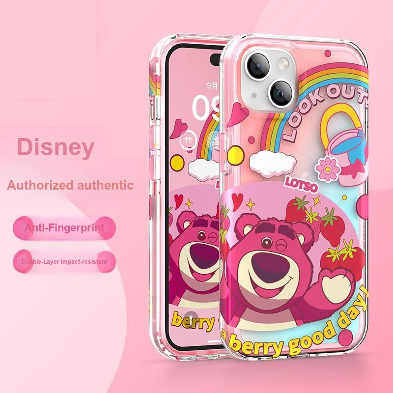 Disney Silicone Material Rainbow Strawberry Bear Phone Cases Available For Iphone15 Girlish-10