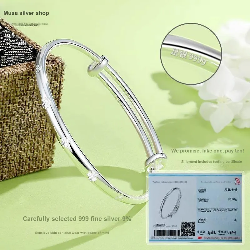 MIAOYINGE 999 Fine Silver Bangles Women's-1